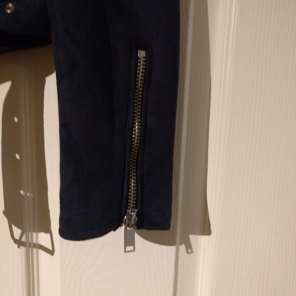 Zara Navy Faux Suede Biker Jacket - Picture 4 of 4